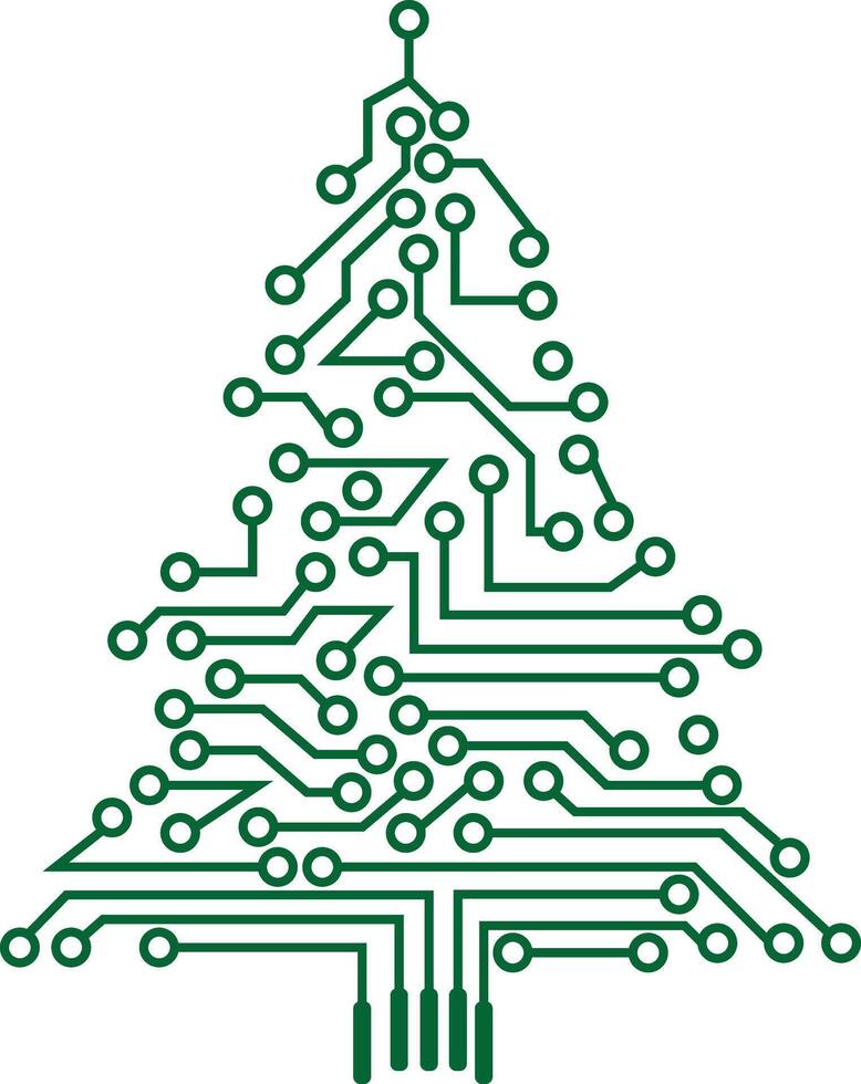 Electronic Circuit Christmas Tree icon. circuit board christmas tree on a white background. logo triangle circuit board tree. vector