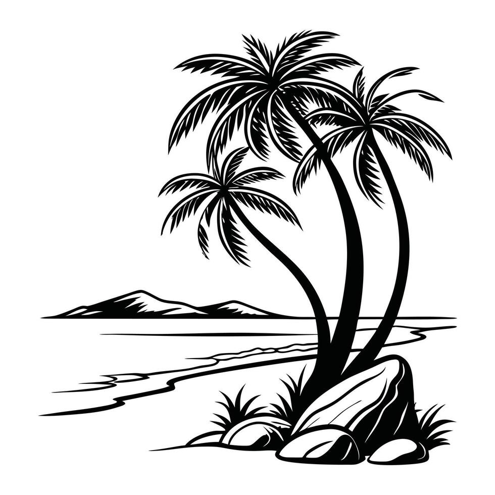 Summer Vibes Beach Scene Illustration vector