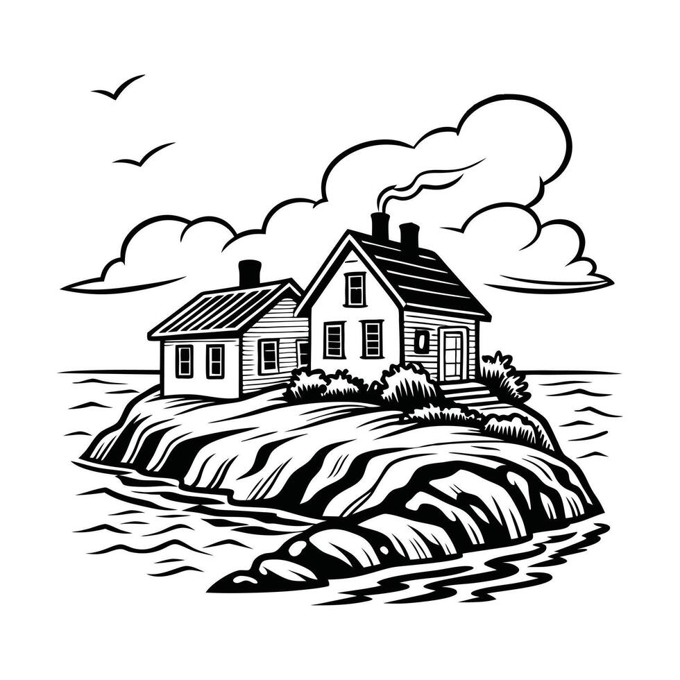 Hand Drawn Summer Beach Scene Art vector