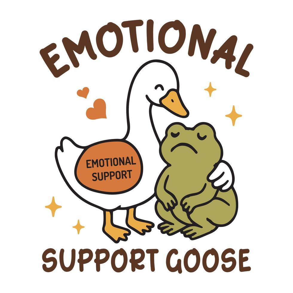 Emotional Support Goose Trendy Cute Silly Goose, Funny Silly Goose Illustration, Silly Goose Animal T Shirt Design Sublimation vector