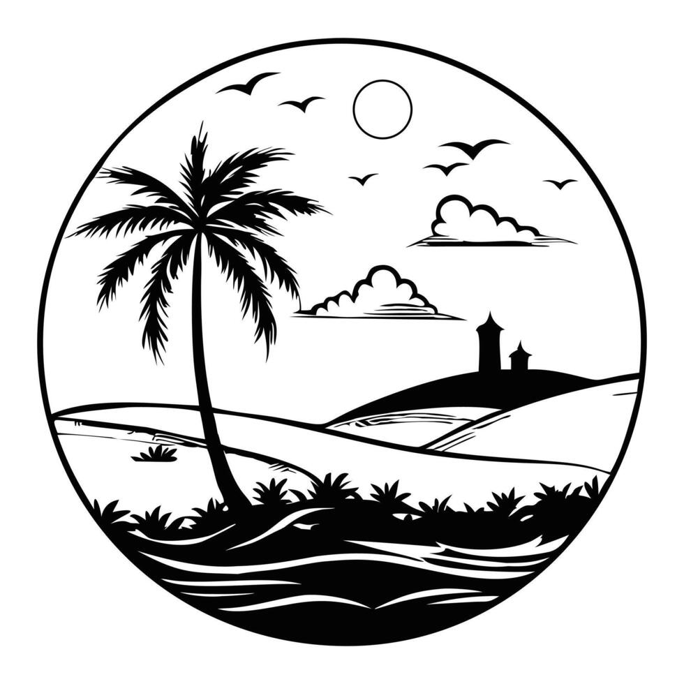 Summer Vacation Beach Scene Artwork vector