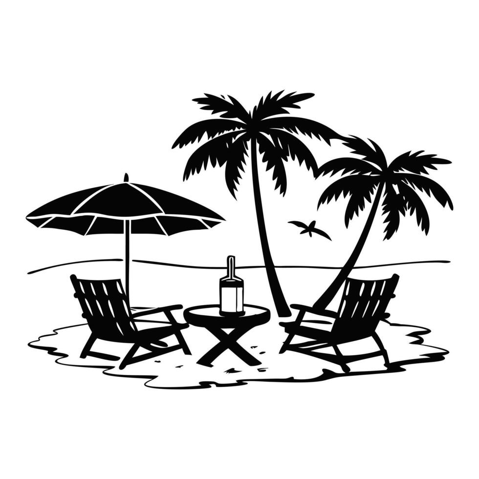 Tropical Shoreline Art for T Shirt Sublimation vector