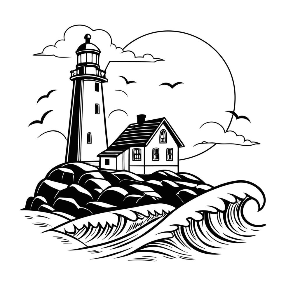Printable Summer Beach Illustration Clipart vector