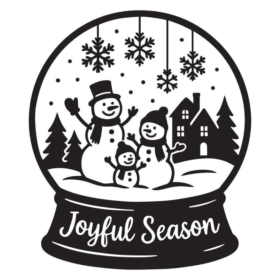 Print Christmas Crystal Ball Scene Illustration with Sparkling Baubles vector