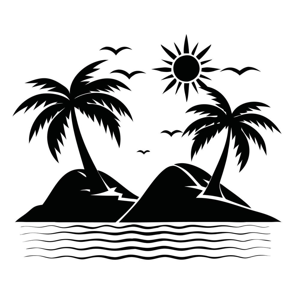 Digital Beach Scene Art for Printing vector