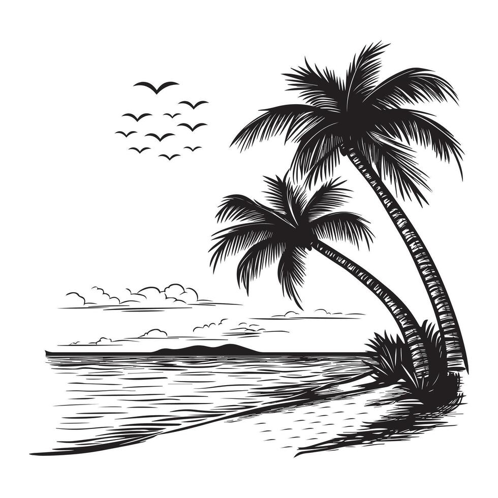 Tropical Beach Scene Sublimation Design vector