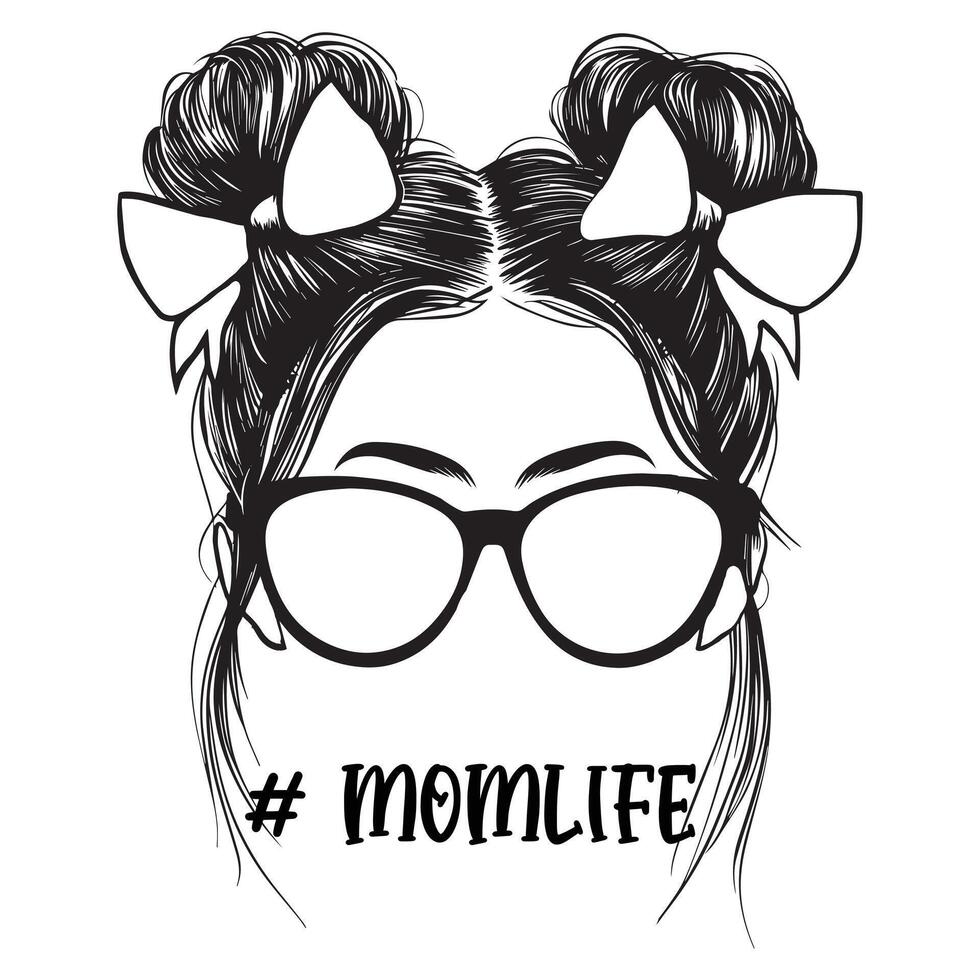 best Messy Bun Clipart with Leopard Mom Design vector