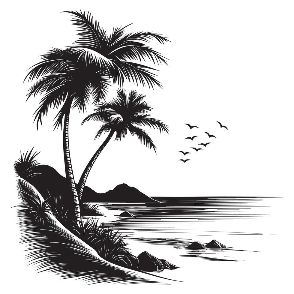 Nature Beach Scene for Tumbler Sublimation vector