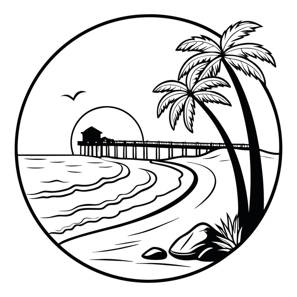 Beach Landscape Clipart for Summer Crafts vector