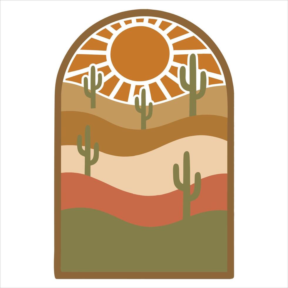 Simple and Elegant Boho Sun Design with Retro Abstract Flair vector