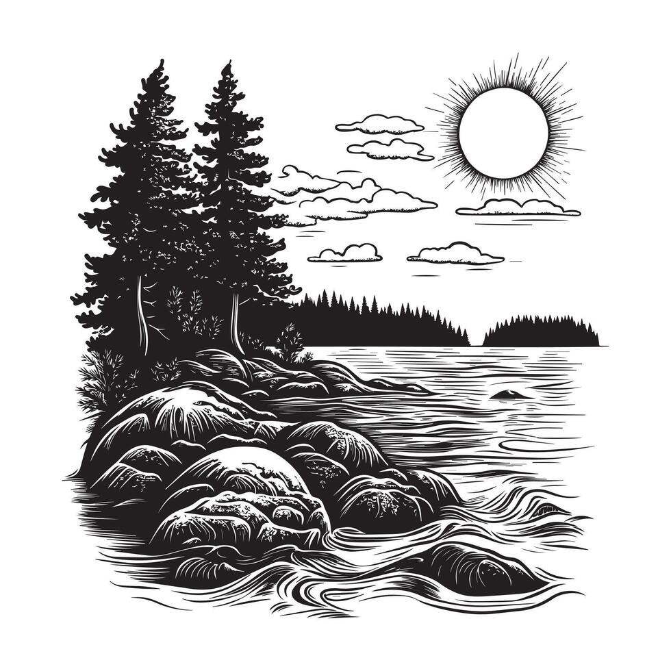 Digital Beach Scene Illustration for Sublimation vector