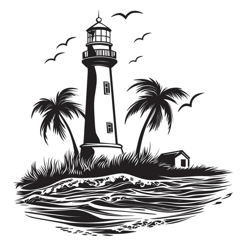 Sunny Beach Scene with Palm Illustration vector