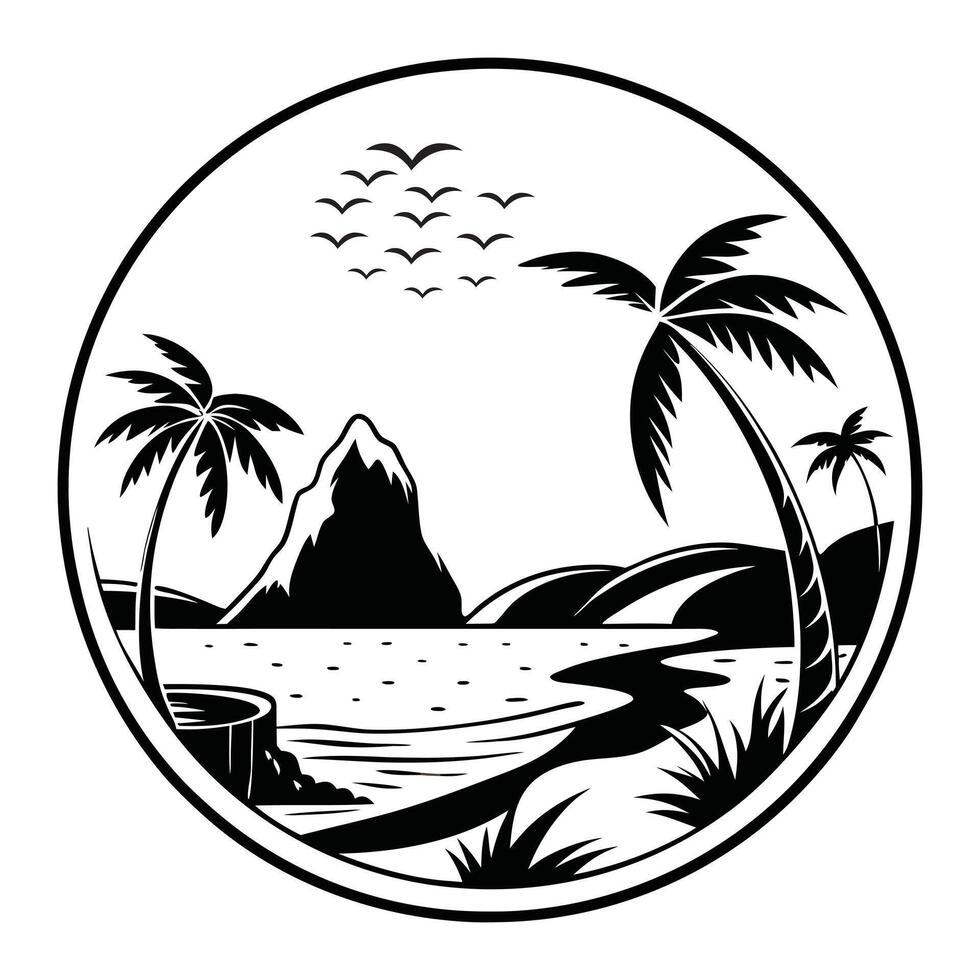 Beach Scene Design for Sublimation Printing vector