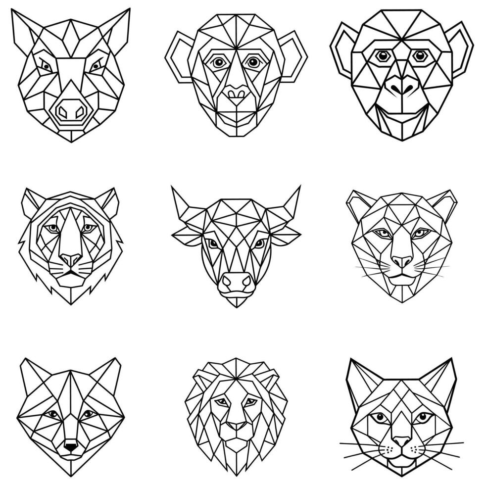 collection of Geometric Wildlife Sublimation Print File vector