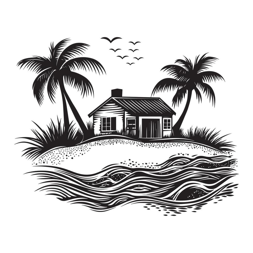 Digital Sublimation of Tropical Beach View vector