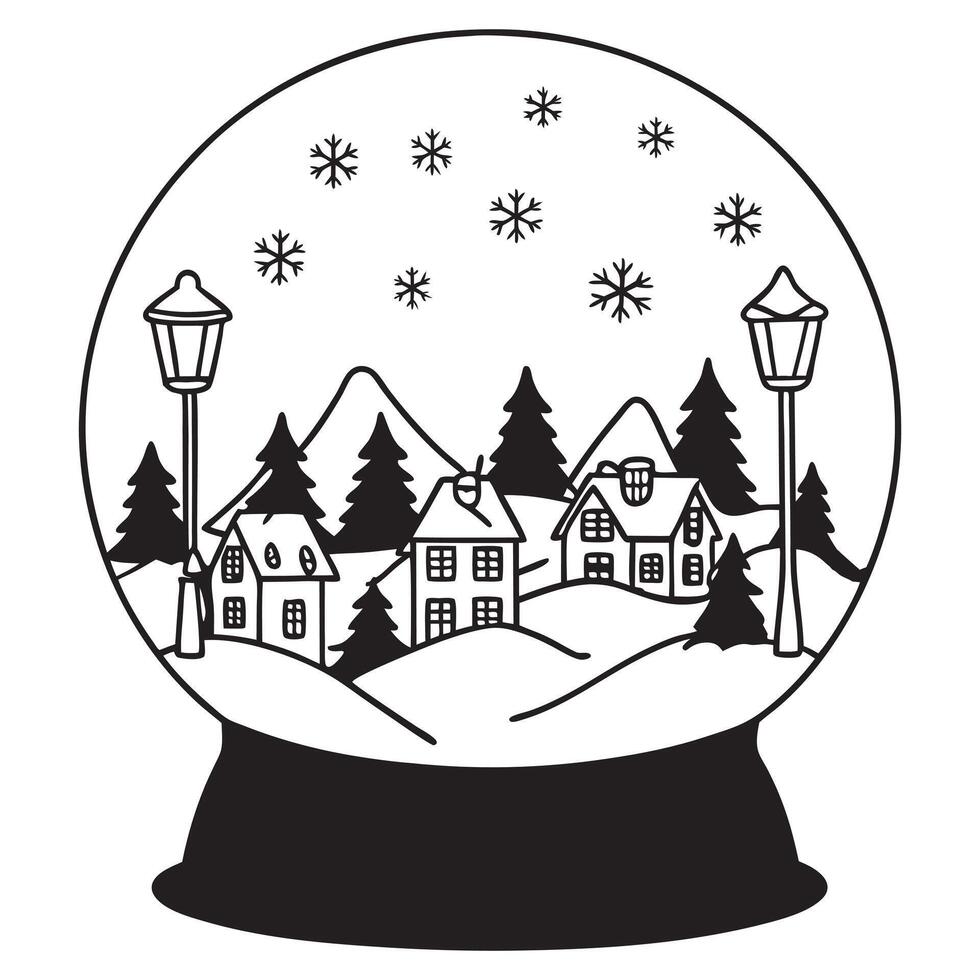 best Snow Globe Style Christmas Crystal Ball with Bauble Art Illustration vector