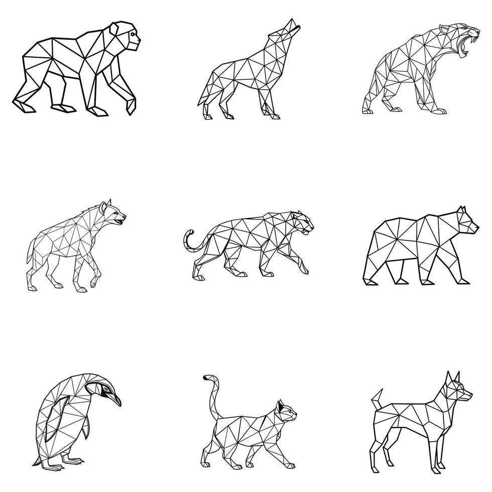 Minimalist Polygon Animal Artwork bundle vector