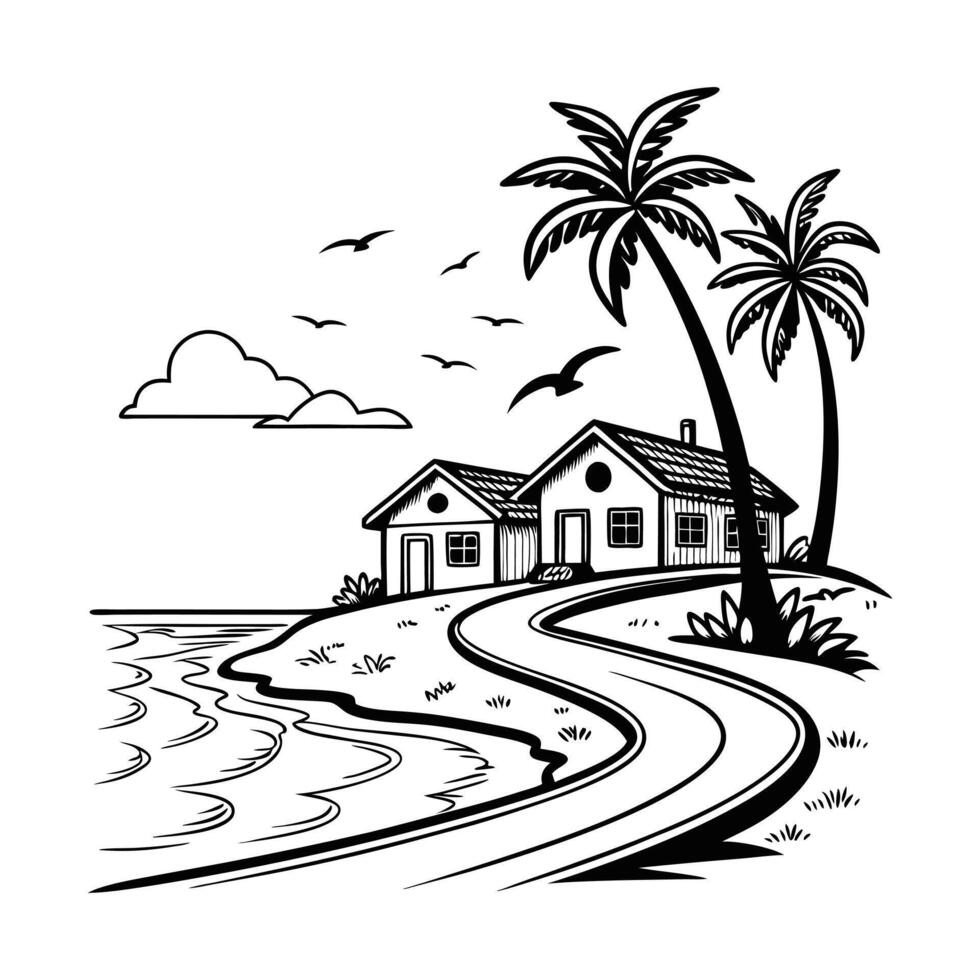 Summer Coastal Beach Design for Printing vector
