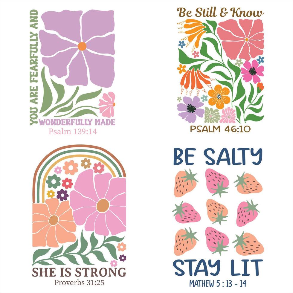 Christian Boho Flowers Quotes Bundle Christian Boho Flowers, Christian Boho Inspirational Quotes T-shirt, Abstract Boho Retro Flower Sublimation Design vector