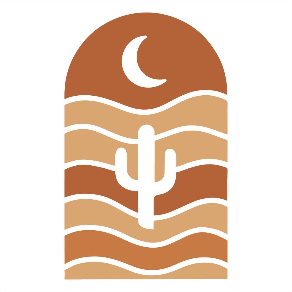 Minimalist Boho moon Design for Retro Style Wall Art and Sublimation vector