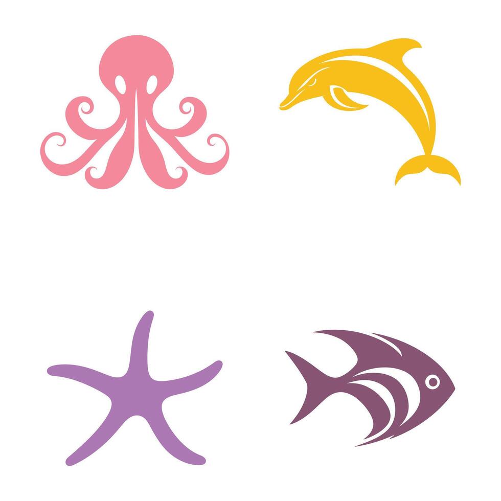 Sea Creatures Illustration, Collection Of Sea Fish Design Sublimation, Marine Life vector