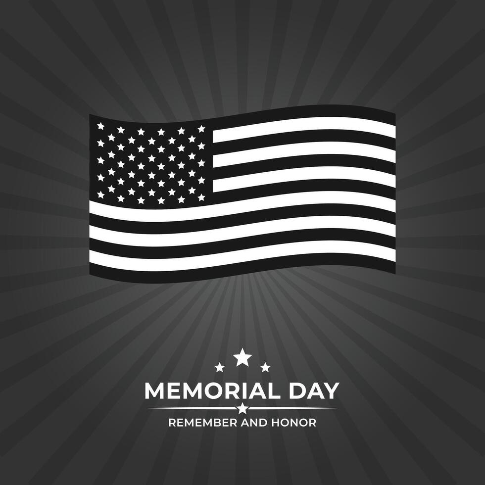 Memorial Day Background Template Design. Remember and Honor. . vector