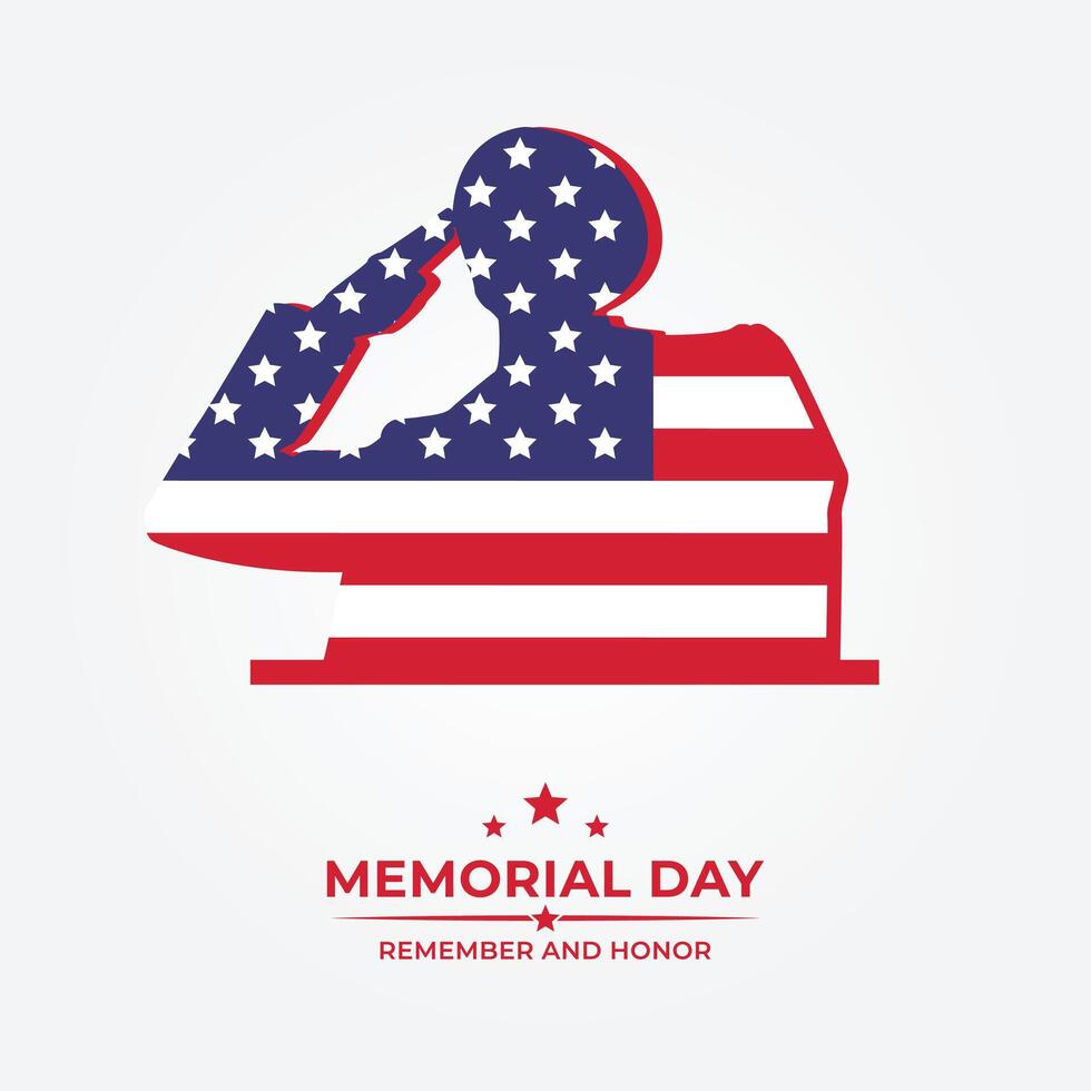 Memorial day. Flag and soldier on white background. National American holiday event. vector