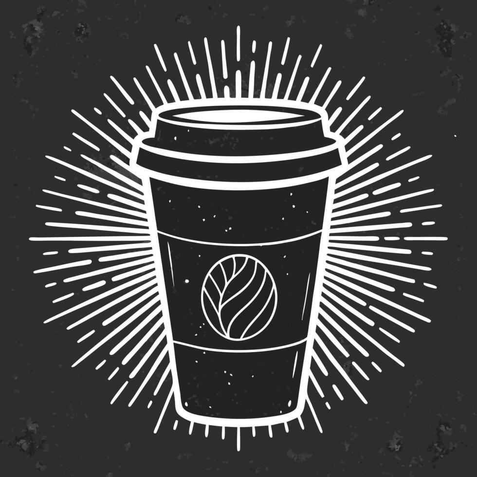 Chalk Textured Paper Coffee Cup Silhouette with Vintage Feel vector