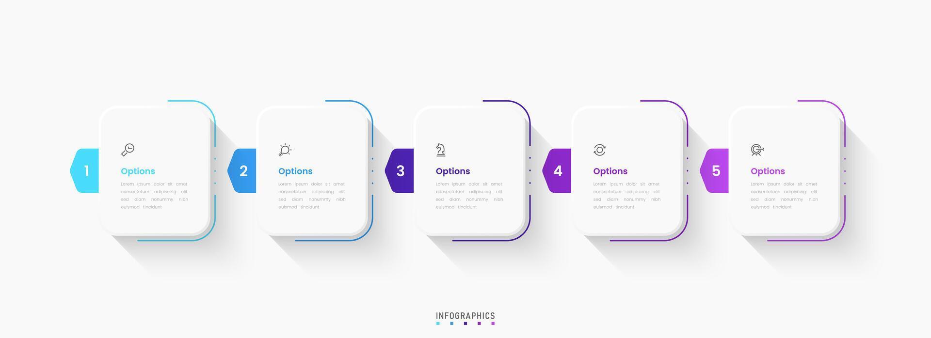 Infographic label design template with icons and 5 options. Can be used for process diagram, presentations, workflow layout, banner, flow chart, info graph vector
