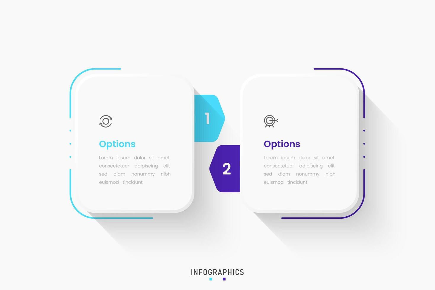 Infographic label design template with icons and 2 options or steps. Can be used for process diagram, workflow layout, banner, flow chart, info graph. vector