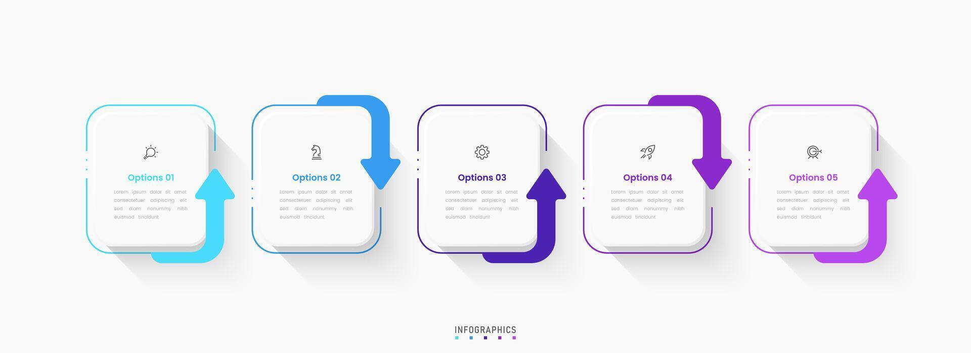 Infographic label design template with icons and 5 options or steps. Can be used for process diagram, workflow layout, banner, flow chart, info graph vector