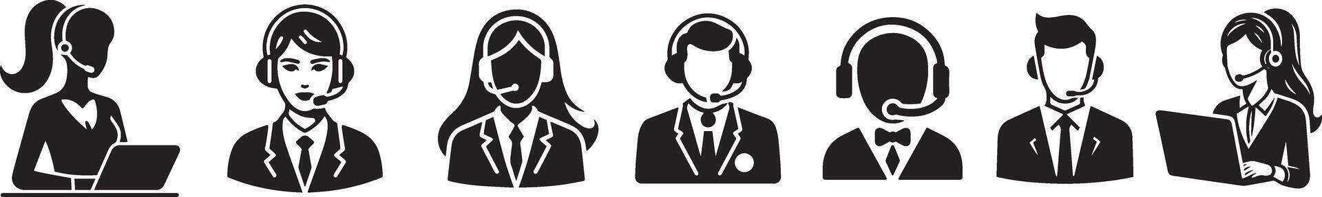 Customer Care Icons Set , Minimal Black for Support, Service, and Communication Themes vector