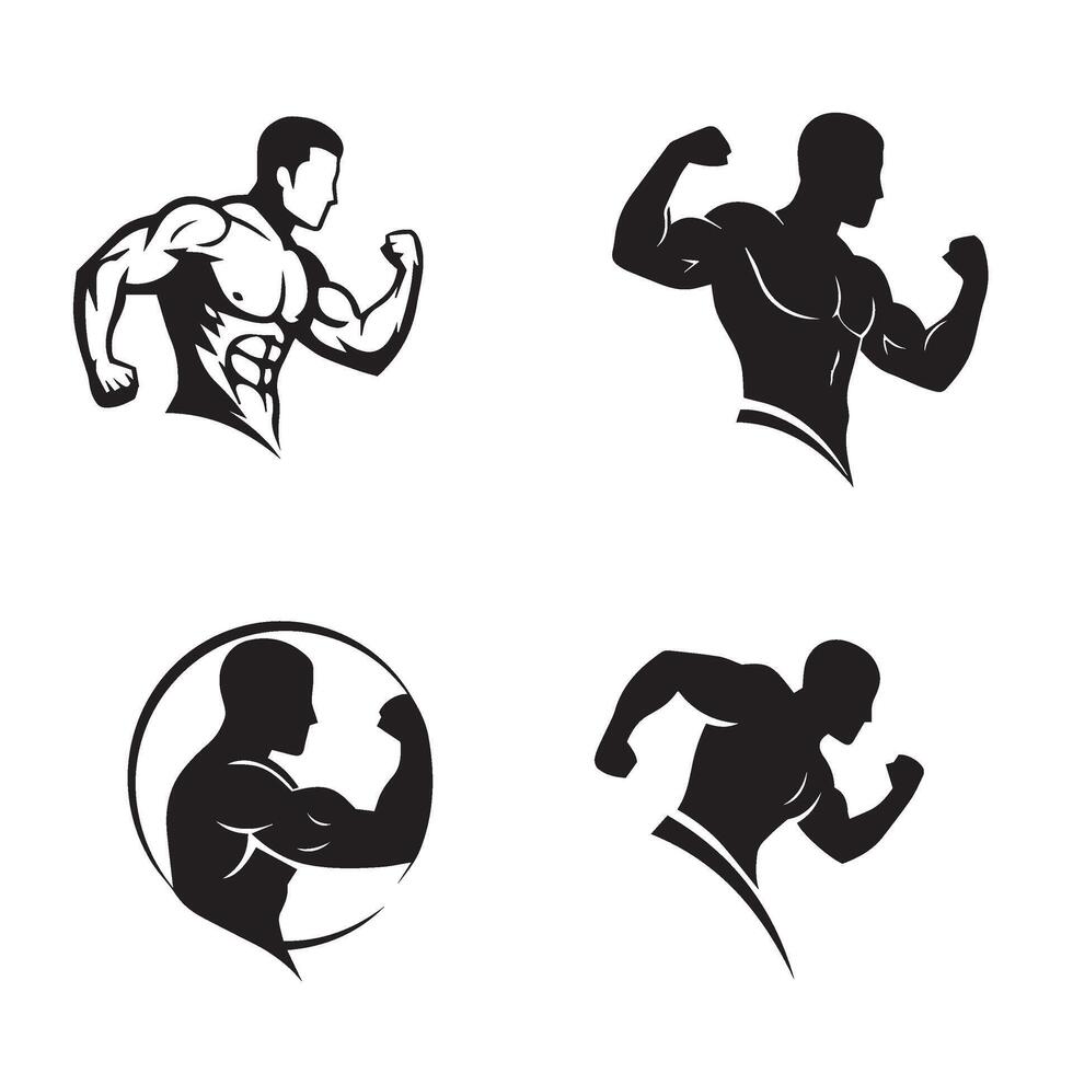 Muscle Man Fitness Graphics Showcasing Strength and Definition in Every Pose vector