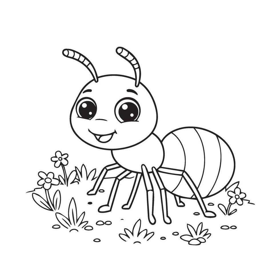 Cute Ant Coloring Pages Collection Bringing Joyful Ant Characters to Life vector