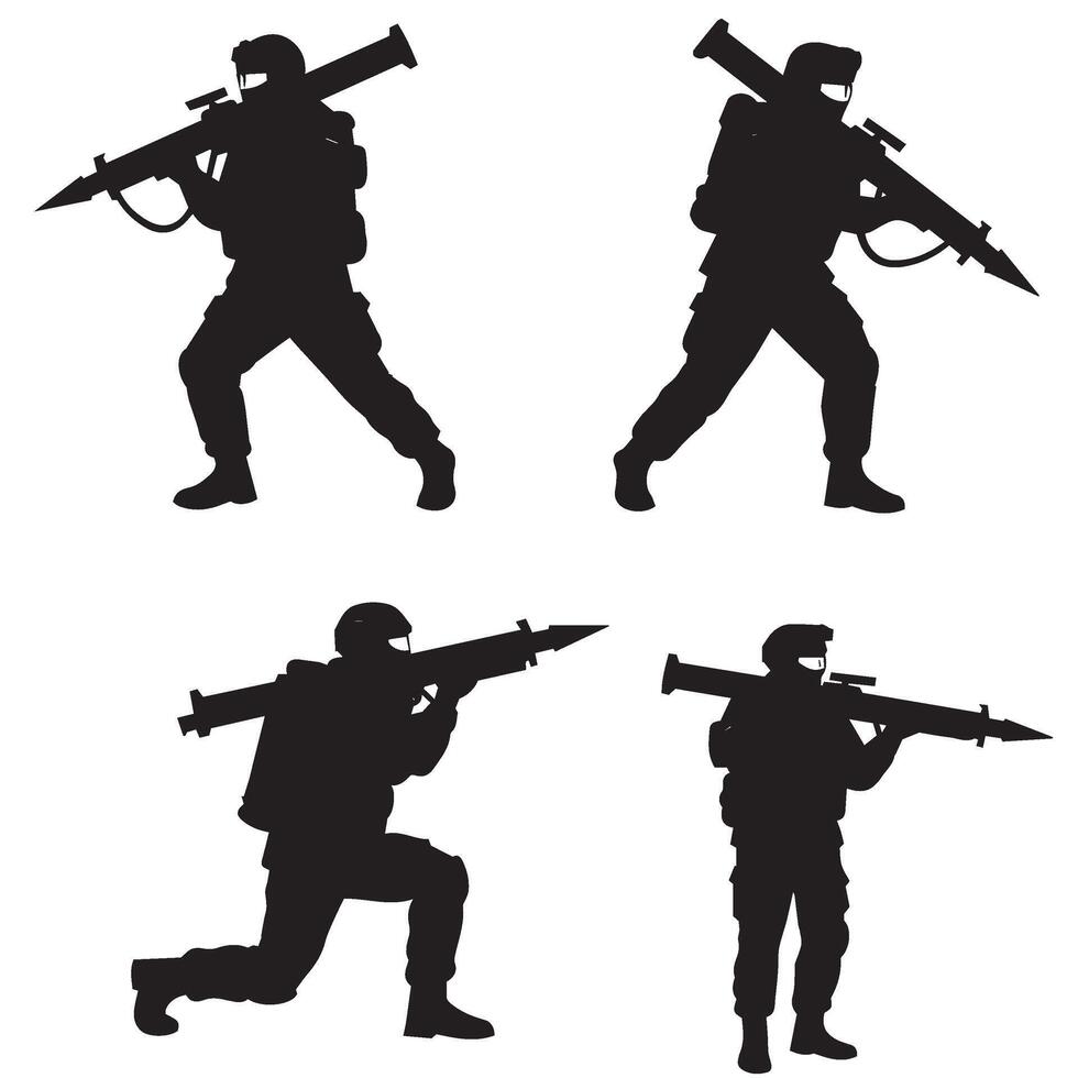 Army Sniper Silhouette Collection Emphasizing Strength and Accuracy vector