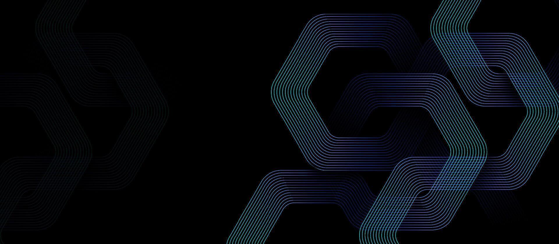 Modern Abstract Hexagon Background with Gradient Line Design on Black vector