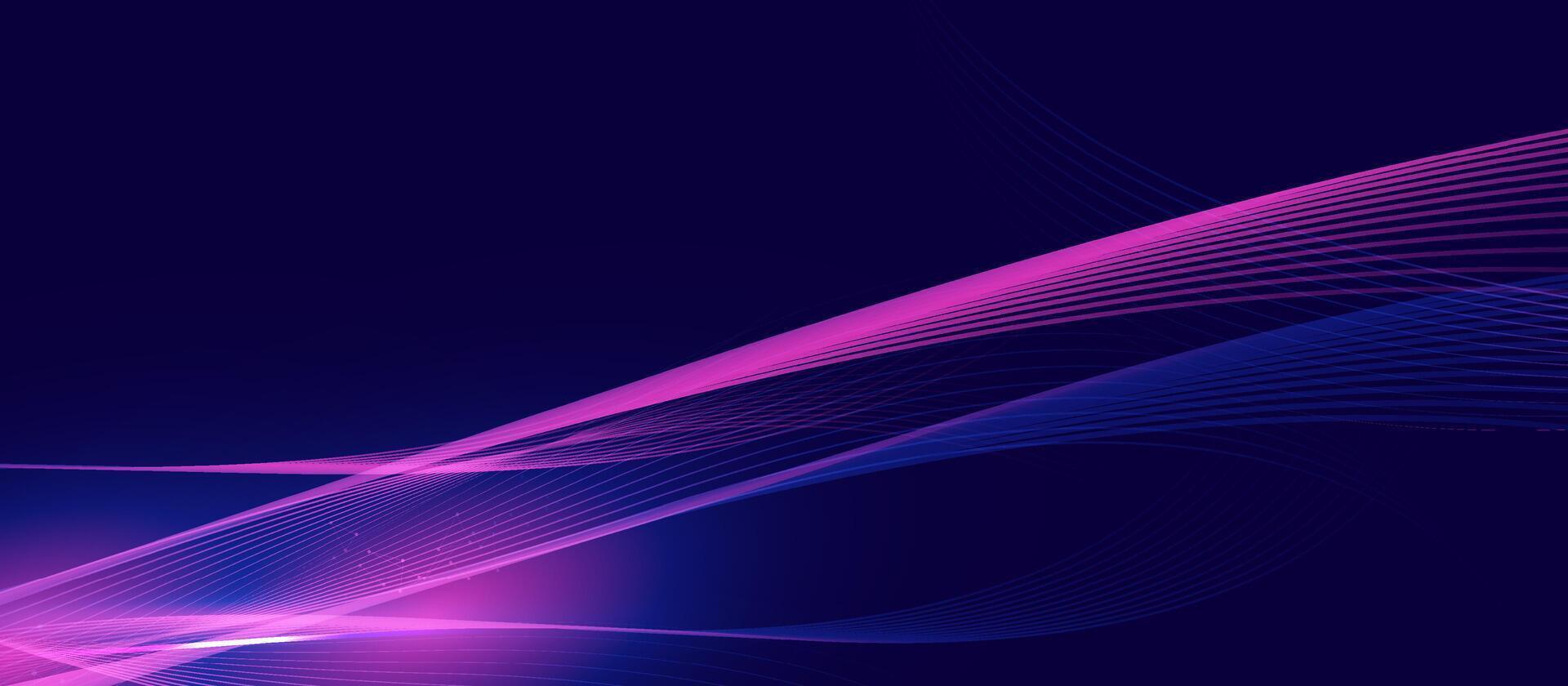 Abstract Futuristic Wave Lines on Dark Background with Pink and Blue Gradient vector