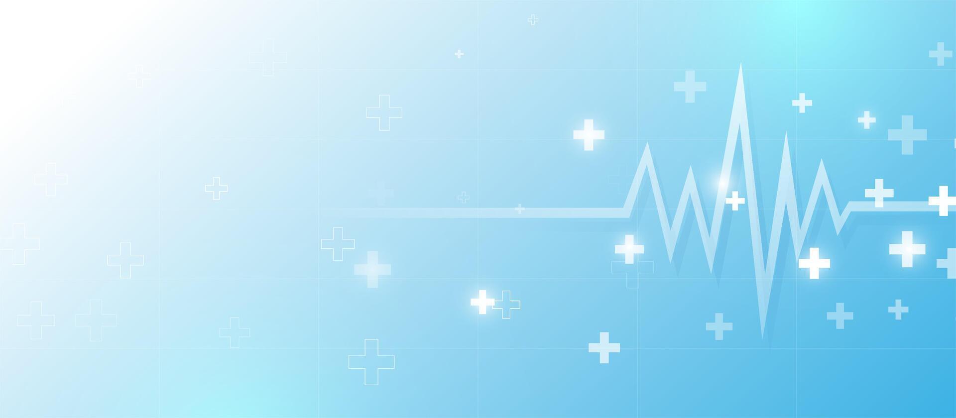 Modern Medical Background with Heartbeat and Cross Symbols vector