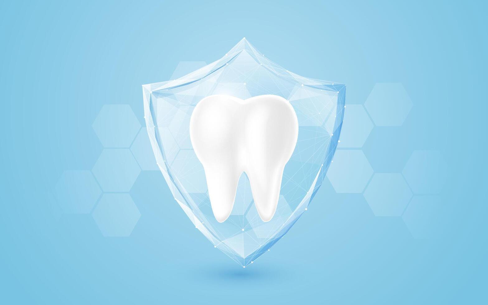 Tooth Protection Concept with Shield on Blue Background vector