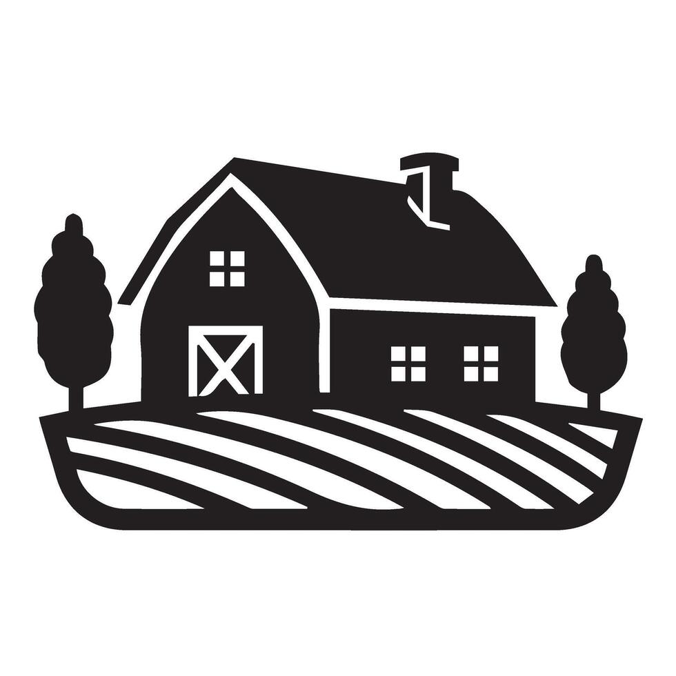 Cozy home illustration with leaves trees peaceful farm scene for branding vector