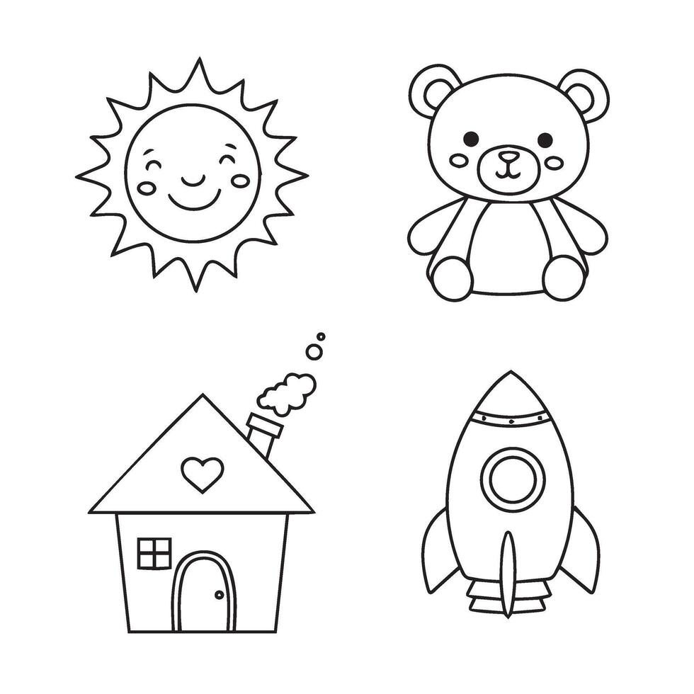 Fun Kids Line Art Pack suitable for daycare prints worksheets and crafts vector