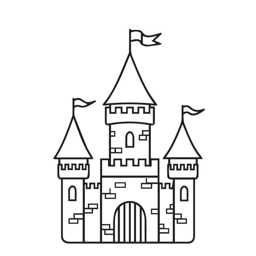 Royal Palace Line Art Graphics Presenting Ornate and Decorative Castle Elements vector