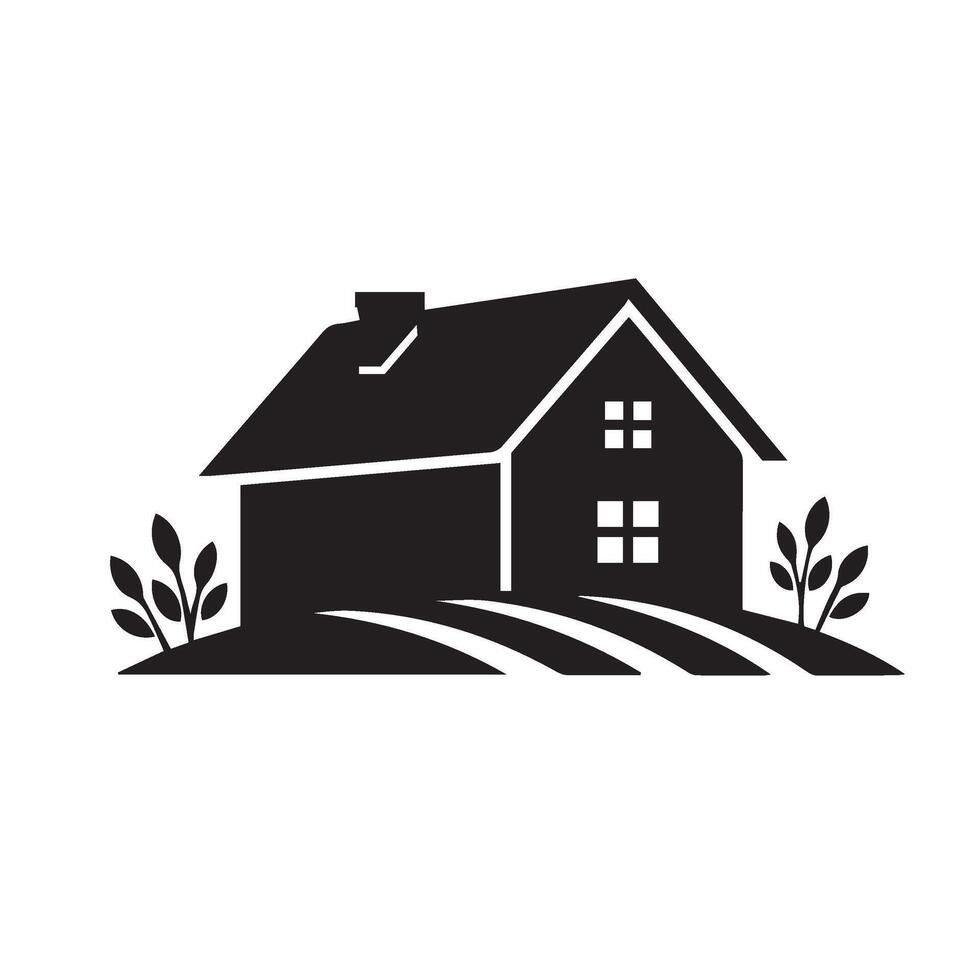 Scenic nature farm home with rolling land and small countryside housing vector