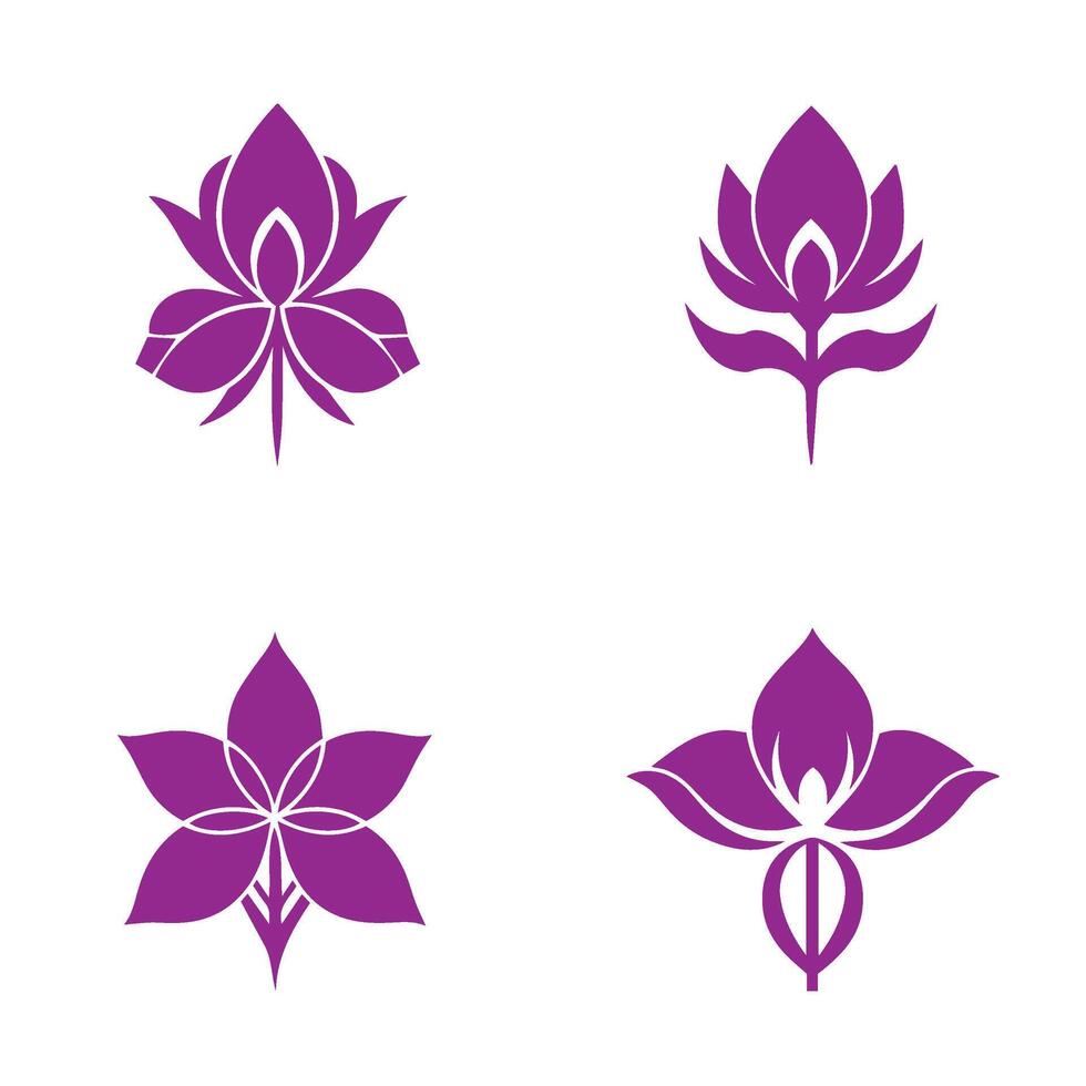 Isolated floral emblem pack in orange and purple fitting home and digital decor vector