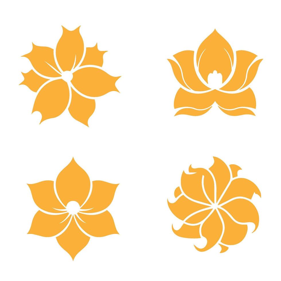 Iconic flower art in simple symmetrical forms ideal label tag and branding work vector