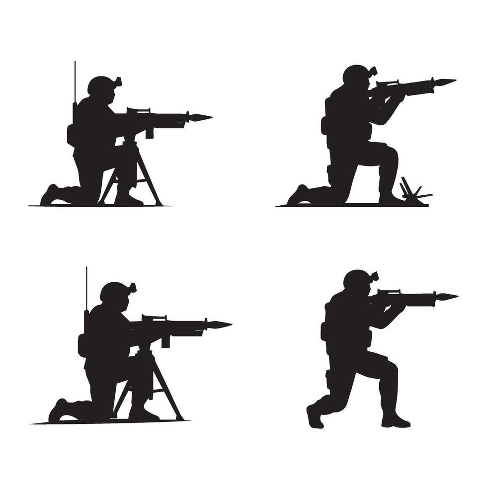 Military Combat Silhouette Art Bringing Realism to Tactical Designs vector