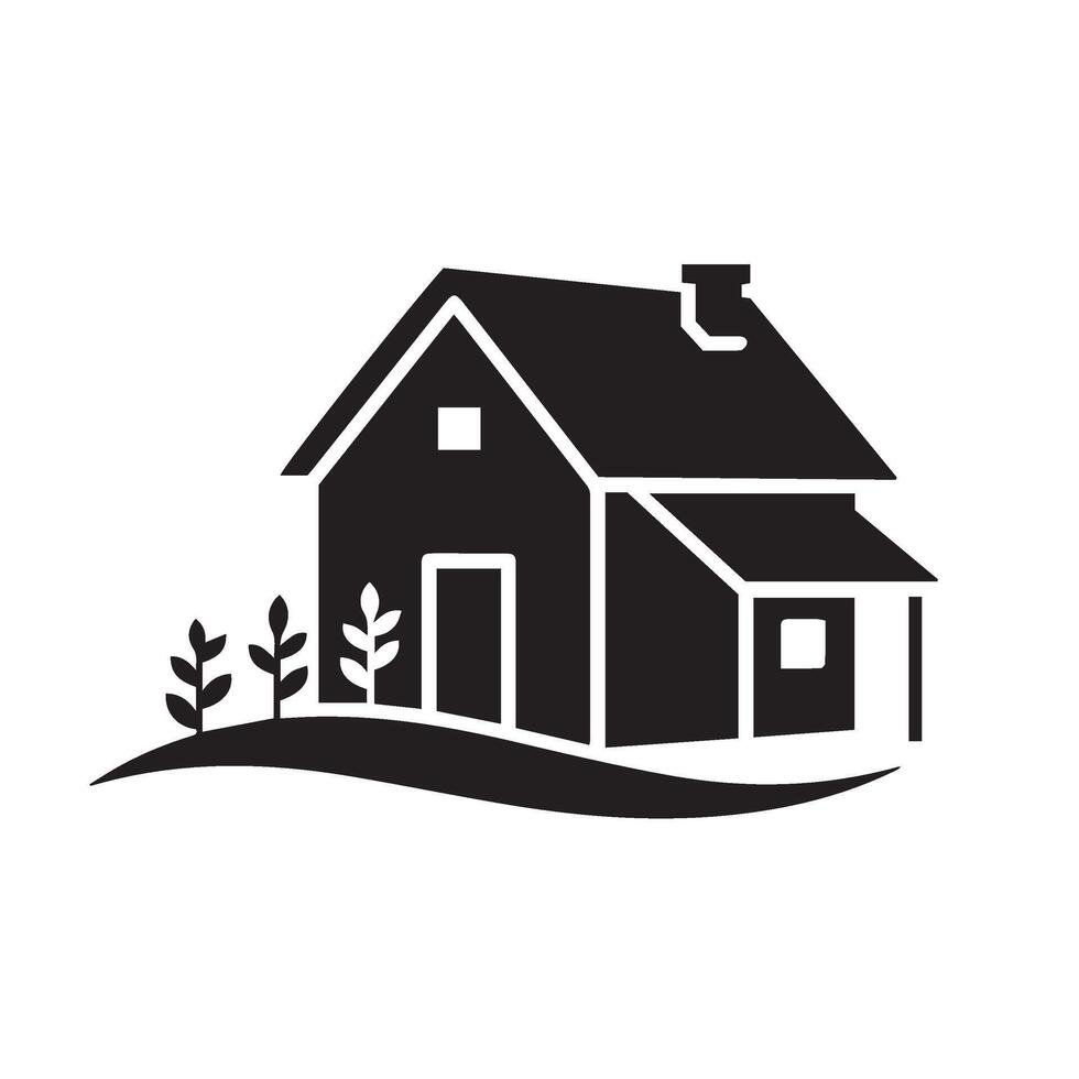 Rustic home logo with curved land farm scene perfect peaceful branding vector
