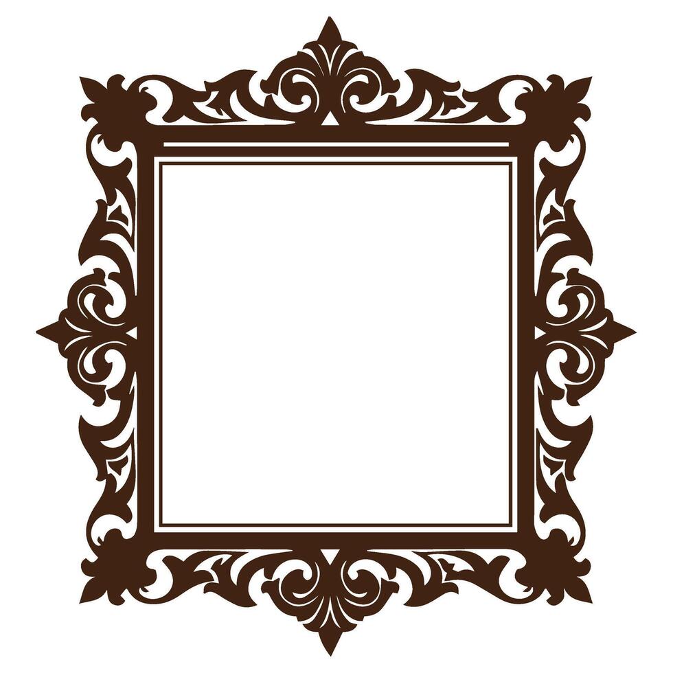 Antique style frame layout with ornamental scroll decoration and balance vector