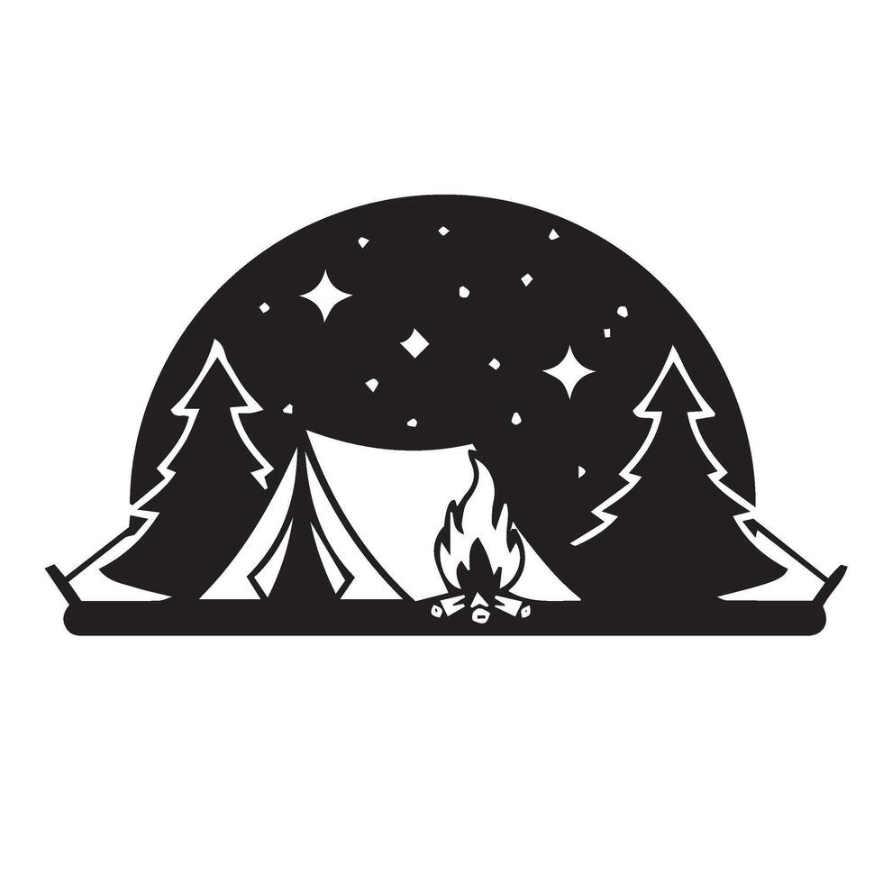 Hiking Expedition Campsite Embracing Joy Of Remote Camping Adventure In The Wild vector