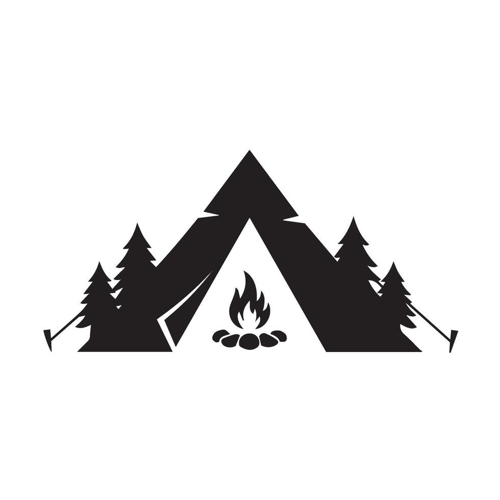 Hiking Expedition Campsite Offering Serene Wilderness Adventure With Rustic Tents vector